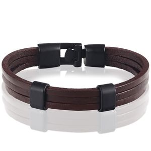 LGT Jewels heren armband Bruin leer Schuifgesp - 20cm