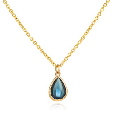 Verstelbare Ketting met Blauw en Goudkleurige Waterdruppel Hanger