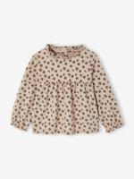 T-shirt baby bedrukte lange mouwen taupe