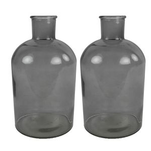 2x Stuks Countryfield Vaas - grijs/transparant - glas - Apotheker fles vorm - D17 x H31 cm