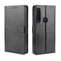 Voor Motorola Moto G8 plus retro Crazy Horse textuur horizontale Flip lederen draagtas met houder & kaartsleuven & fotolijstjes (zwart)