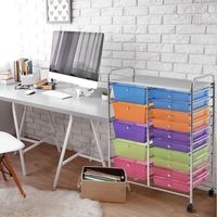 Badkamer Trolley Mobiele Opberger met 15 Lades Gekleurd/Zwart 63 x 37 x 87 cm