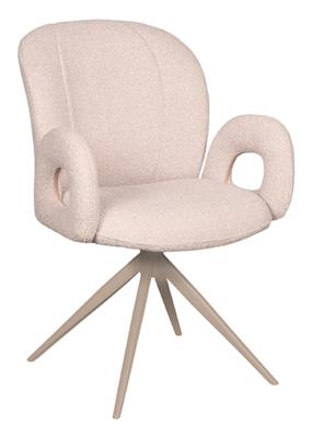 LABEL51 Draaibare Eetkamerstoel 'Neo' Met taupe frame, Bouclé, kleur Naturel