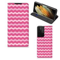 Samsung Galaxy S21 Ultra | Hoesje met Magneet | Waves Pink