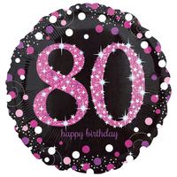 Folieballon 80 Jaar Happy Birthday Pink 43cm