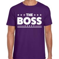 The Boss tekst t-shirt - paars - voor heren - voor de Baas - Carnaval - Foute Party kleding