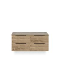 Seville Badmeubelset 120 cm - 4 laden - Wastafel Blad Natuur Eiken Edge greep