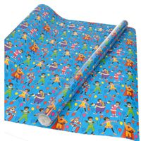 1x Rollen inpakpapier/cadeaupapier Club van Sinterklaas blauw 200 x 70 cm - thumbnail