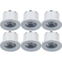LED Veranda Spot Verlichting 6 Pack - Velvalux - 1W - Warm Wit 3000K - Inbouw - Rond - Mat Wit - Aluminium - Ø31mm