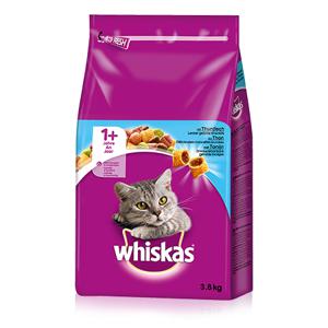 Whiskas Combipack Adult 1+ kattenvoer 2 stuks: tonijn 3,8 kg + rund 3,8 kg