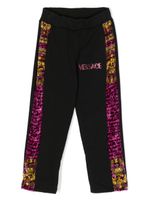 Versace Kids pantalon imprimé à logo strassé - Noir