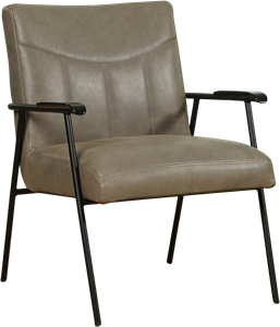 Grijze leren industriële retro fauteuil Beam - Vintage leer Stone (grijs leer)