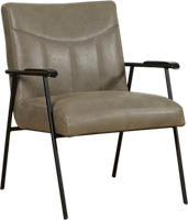 Grijze leren industriële retro fauteuil Beam - Vintage leer Stone (grijs leer)