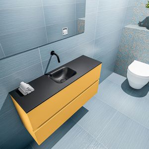 Mondiaz Ada 100cm toiletmeubel ocher met wastafel urban midden zonder kraangat