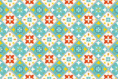 Vinyl tapijt tegels kleurrijk vintage stijl