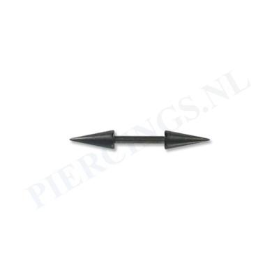 Barbell zwart lange spikes 6 mm 8 mm