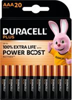 Duracell batterij Plus 100% AAA, blister van 20 stuks