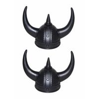 Funny Fashion Viking verkleed helm - Set van 2x stuks - zwart - volwassenen - Formaat 59 cm