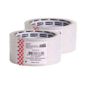 Verpakkingstape - 2x - transparant - 48mm x 50m - verpakkingsbenodigdheden voor kantoor/thuis