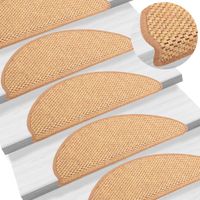 VidaXL Trapmatten zelfklevend 15 st sisal-look 65x21x4 cm sisalkleurig