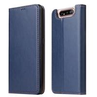 Dermis textuur PU + TPU horizontale Flip lederen draagtas met houder & kaartsleuven & portemonnee voor Galaxy A80 (blauw)