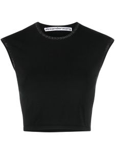 Alexander Wang haut crop à bande logo - Noir