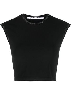 Alexander Wang haut crop à bande logo - Noir