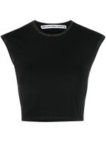 Alexander Wang haut crop à bande logo - Noir - thumbnail