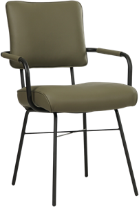 Olijfgroene leren industriële design eetkamerstoel Solid - Toledo Leer Olive (olijfgroen leer)
