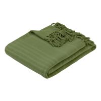 Atmosphera Plaid - donkergroen - 230 x 250 cm - katoen - met franjes - kleed - dekentje