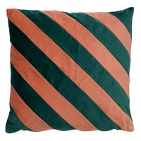 Dutch Decor - PEBBE - Sierkussen velvet 45x45 cm - sagebrush green - groen - roze - strepen - thumbnail