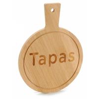serveerplank - bamboe - 19 x 14 cm -rond - met handvat - hapjes/tapas