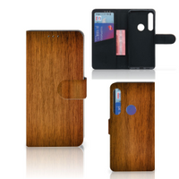 Motorola One Action Book Style Case Donker Hout - thumbnail