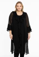 Yoek Cardi-blouse met ruches | Zwart | Maat 46/48