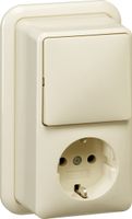 Gira combinatie wissel met 1-voudige wandcontactdoos met randaarde creme
