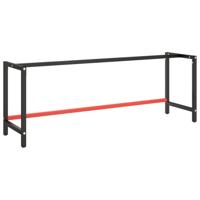 Werkbankframe 220x57x79 cm metaal matzwart en matrood Werkbankframe 220x57x79 cm metaal matzwart en matrood