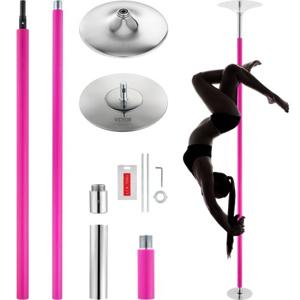 VEVOR Professionele Danspaal, Pole Dance Draagbare Danspaal Professioneel Ca. 216,3-270 cm In Hoogte Verstelbaar Afneembare Fitnesspaal Spinning Fitness Roze, Statische Danspaal Sportscholen