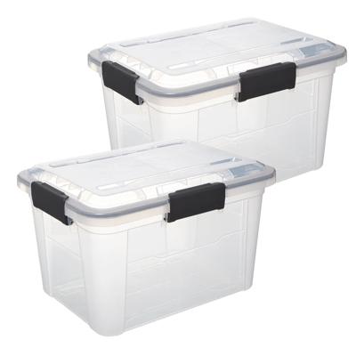 5Five opberg Box met deksel - 2x - Protect - 18 liter - 38 x 29 x 25 cm - kunststof - transparant