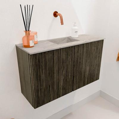 Toiletmeubel Mondiaz Joya Dlux | 70 cm | Meubelkleur Shadow | Faye wastafel Glace Wasbak Midden | Zonder kraangat(en)