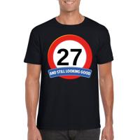 27 jaar and still looking good - t-shirt verkeersbord print - zwart - heren - verjaardag