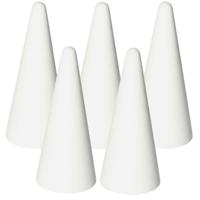 Piepschuim kegels - 5x st - wit - H20 cm - styropor vormen - Hobby/diy - knutselmateriaal