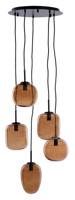 Light & Living Hanglamp 'Mezza' Glas, 5-lamps, kleur Bruin Light & Living Hanglamp 'Mezza' Glas, 5-lamps, kleur Bruin