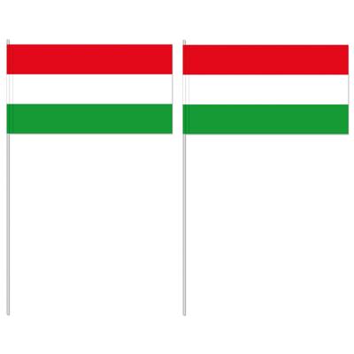 Zwaaivlag Hongarije - 12 x 24 cm - stokje 40 cm - Hongaarse versiering - vlaggetje - handvlag