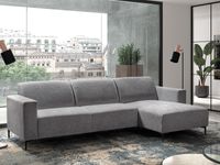 Hoekbank LAGOS 3 plaatsen met longchair rechts stof lichtgrijs Hoekbank LAGOS 3 plaatsen met longchair rechts stof lichtgrijs