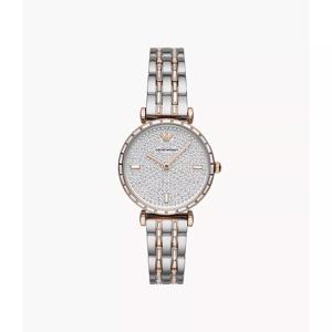 Emporio Armani Gianni T-Bar quartz zilveren wijzerplaat dameshorloge AR11293