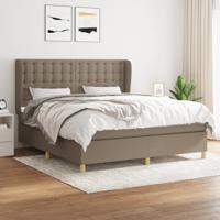 Boxspring met matras stof taupe 180x200 cm