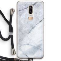 Witte marmer: OnePlus 6 Transparant Hoesje met koord