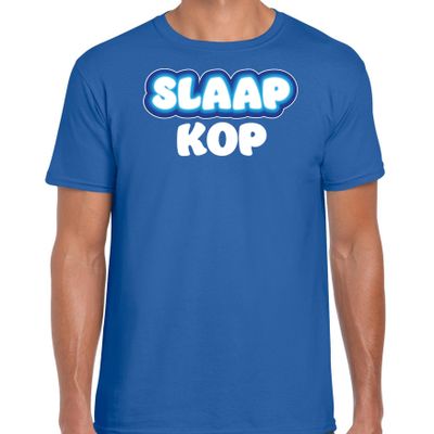 Verkleed T-shirt voor heren - slaapkop - blauw - carnaval/foute party