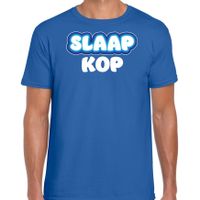 Verkleed T-shirt voor heren - slaapkop - blauw - carnaval/foute party