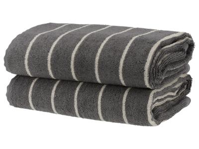 LIVARNO home 2 Handdoeken 100 x 50 cm (Grijs/wit)